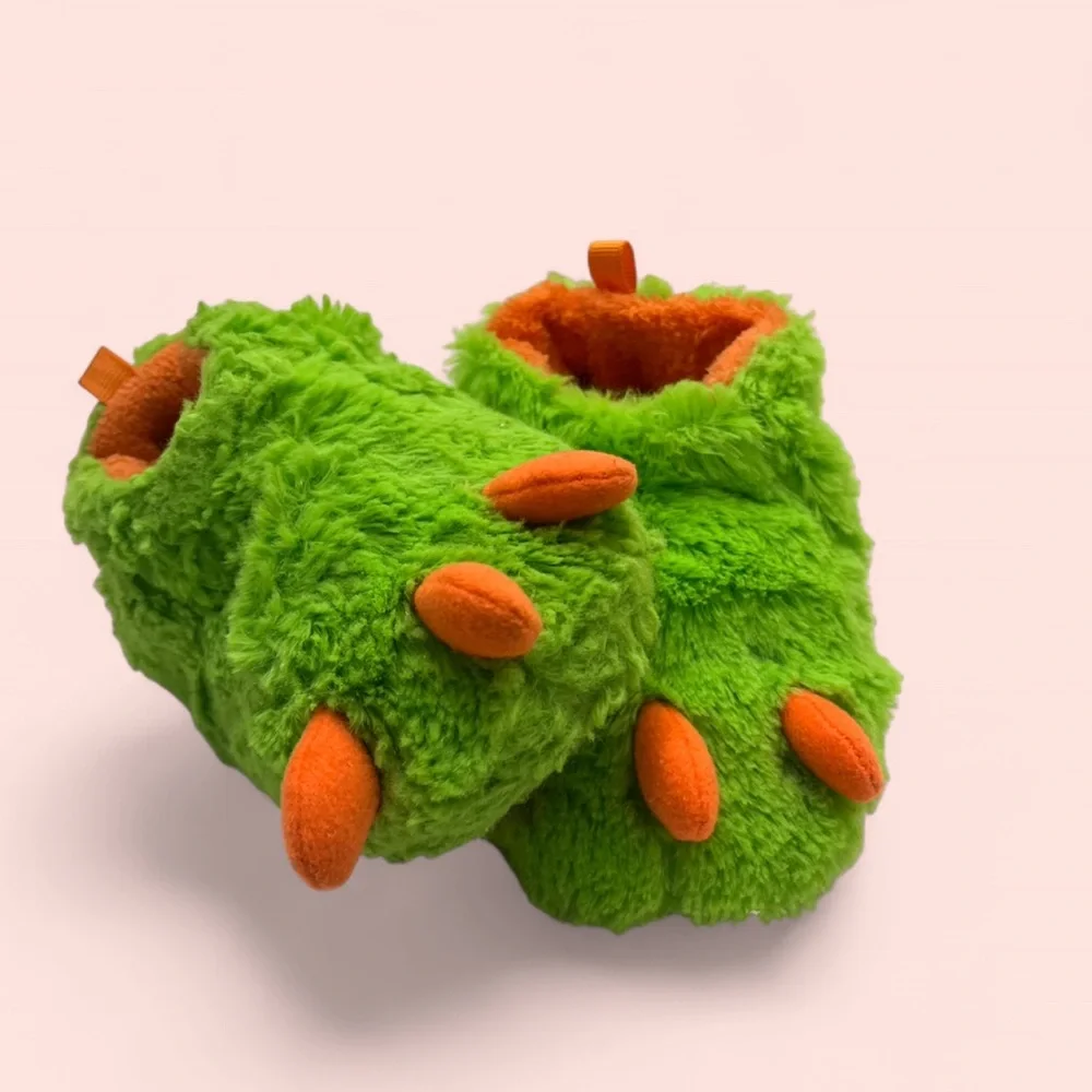 5C Toddler Lime Green Orange Wonder Nation Cozy Plush Ankle Slippers